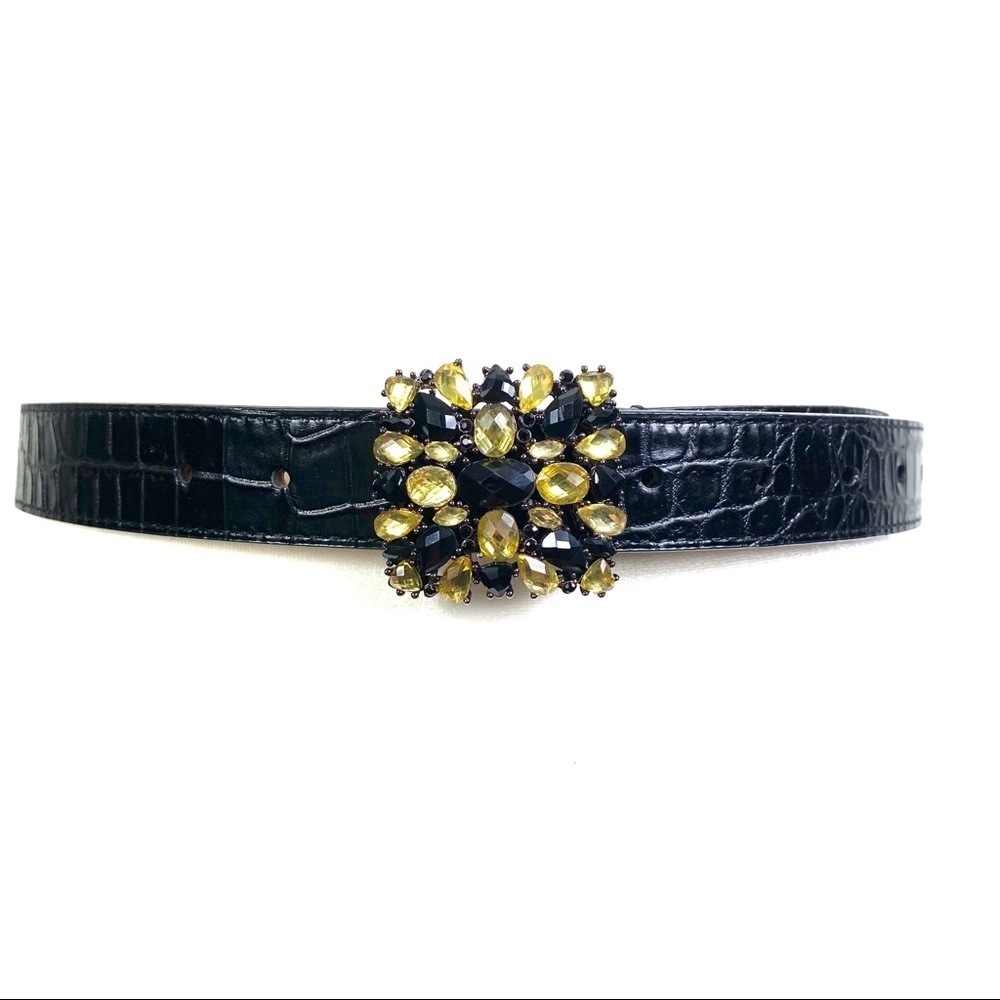 Talbots | Embossed Leather Gemstone Buckle Belt